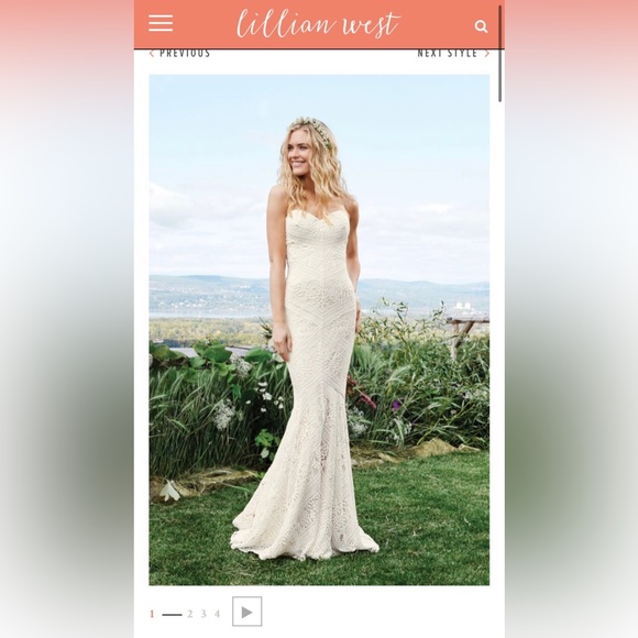 NWT Lillian West sweetheart mermaid lace size 8 wedding gown in champagne/ivory. - Picture 4 of 15